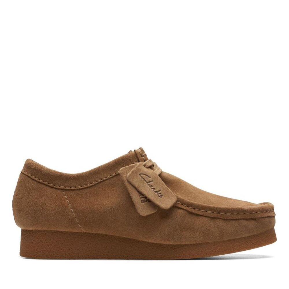 Clarks Mens Wallabee Suede Formal Shoes / Dark Sand